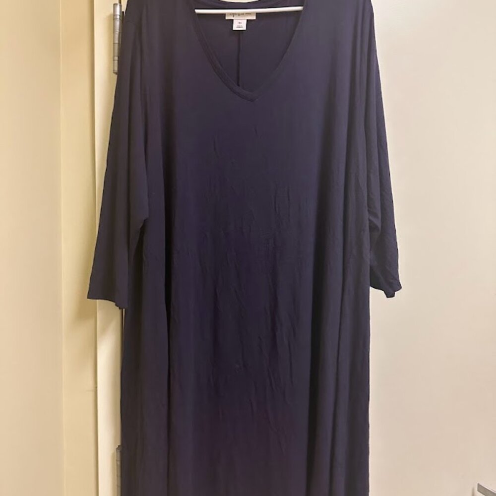 S78 - Style & Co Swing Dress Purple 3 4 Sleeves 3x 22 24